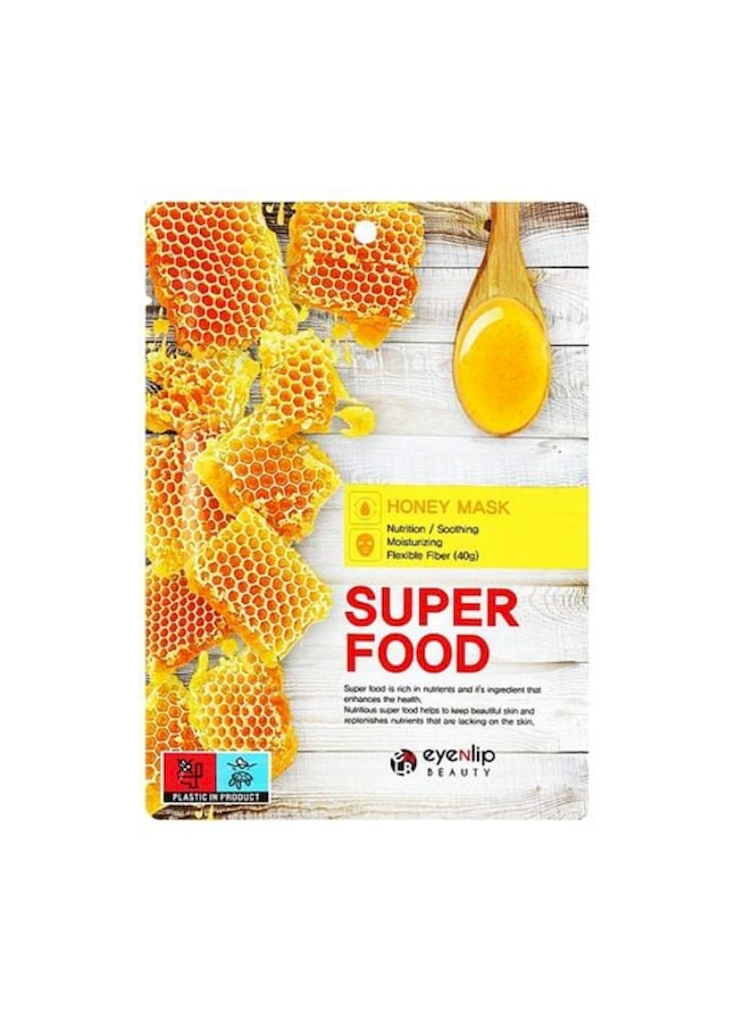 Тканинна маска SUPER FOOD MASK HONEY для обличчя з екстрактом меду, 23 мл Eyenlip (270950475)