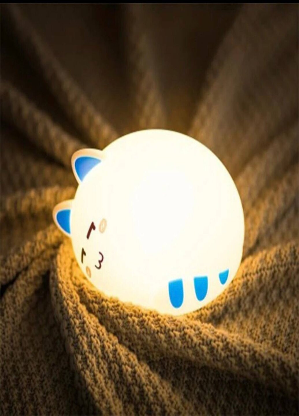 Детский силиконовый ночник светильник "Голубой Котик" 3D (276530033)