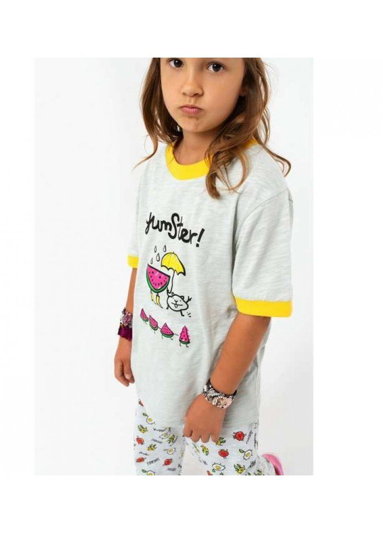 Сіра літня футболка для дівчинки Yumster Yellow