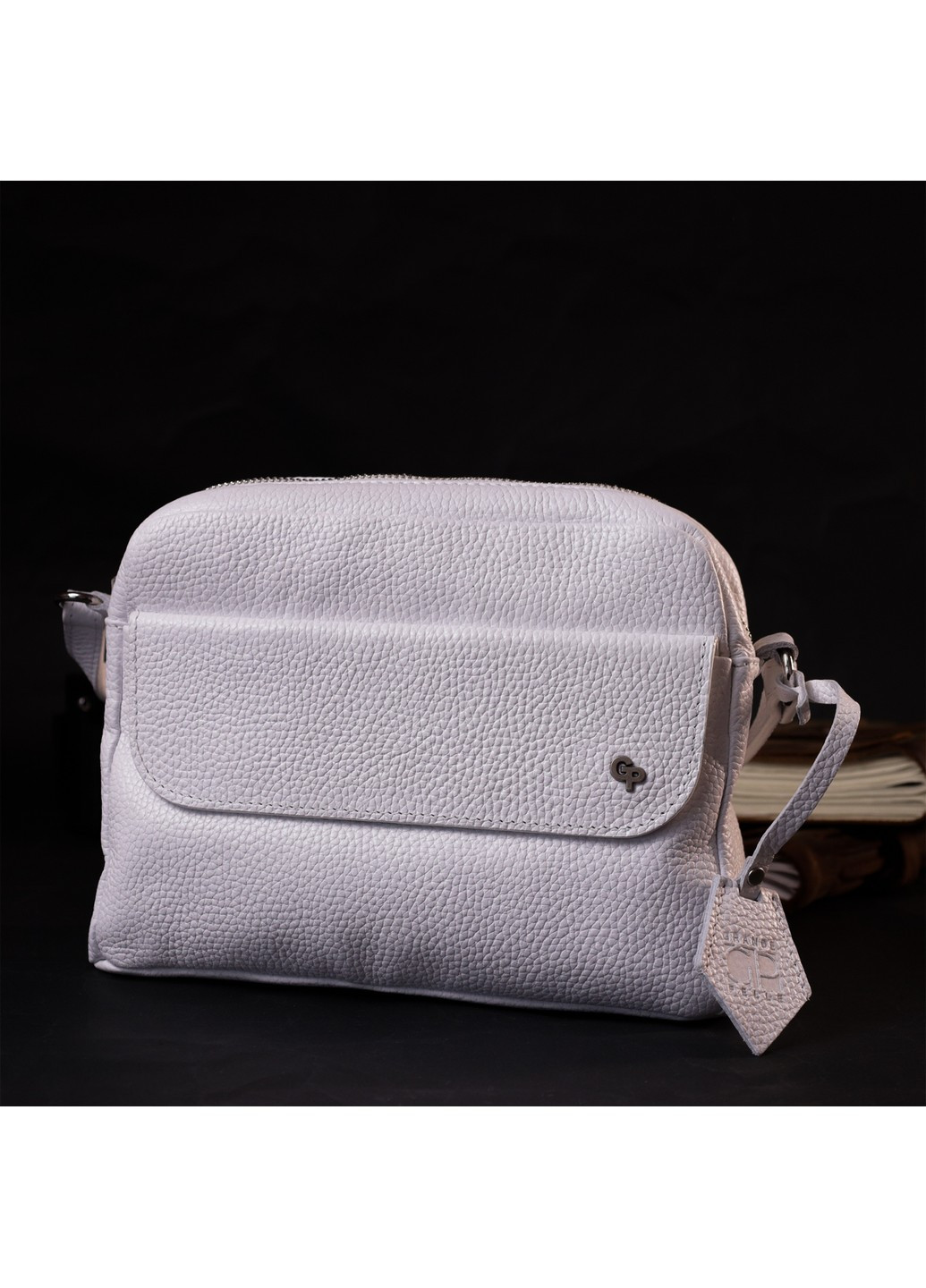 Женская сумка кросс-боди из натуральной кожи 11650 Белая Grande Pelle (267507162)