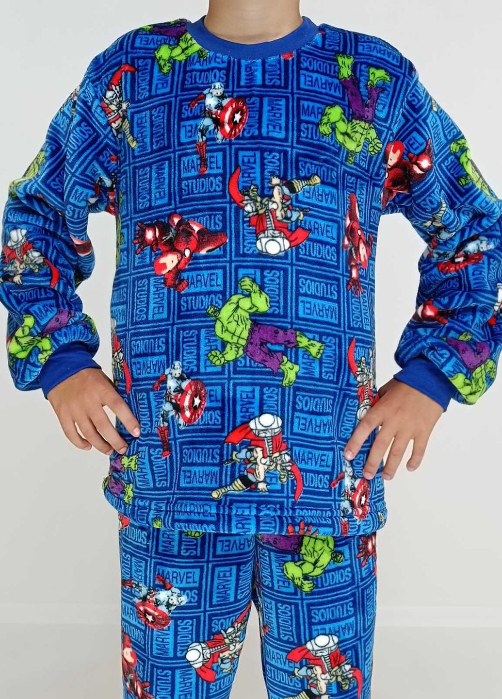 Синяя зимняя пижама детская зимняя супергерои 152 см синяя 88537450-4 Triko