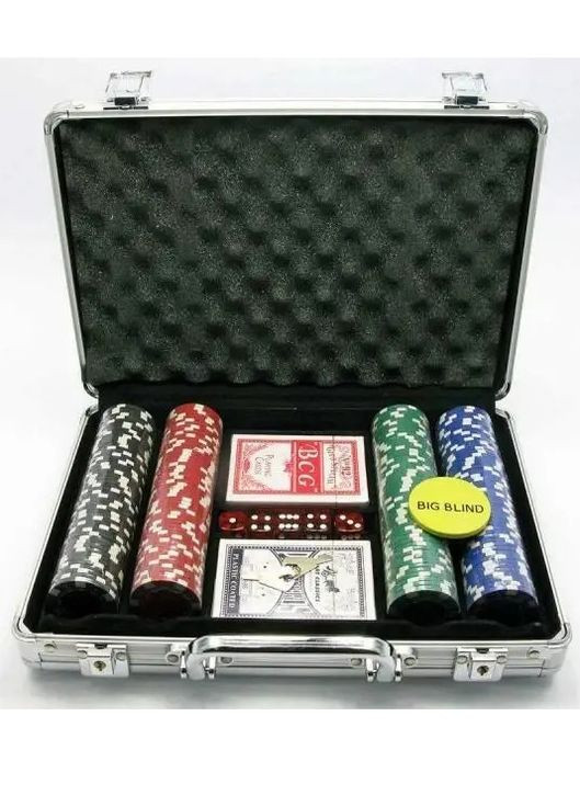 Набір для гри в покер в алюмінієвому кейсі 300 фішок, дві колоди карт Darshan No Brand (277949417)