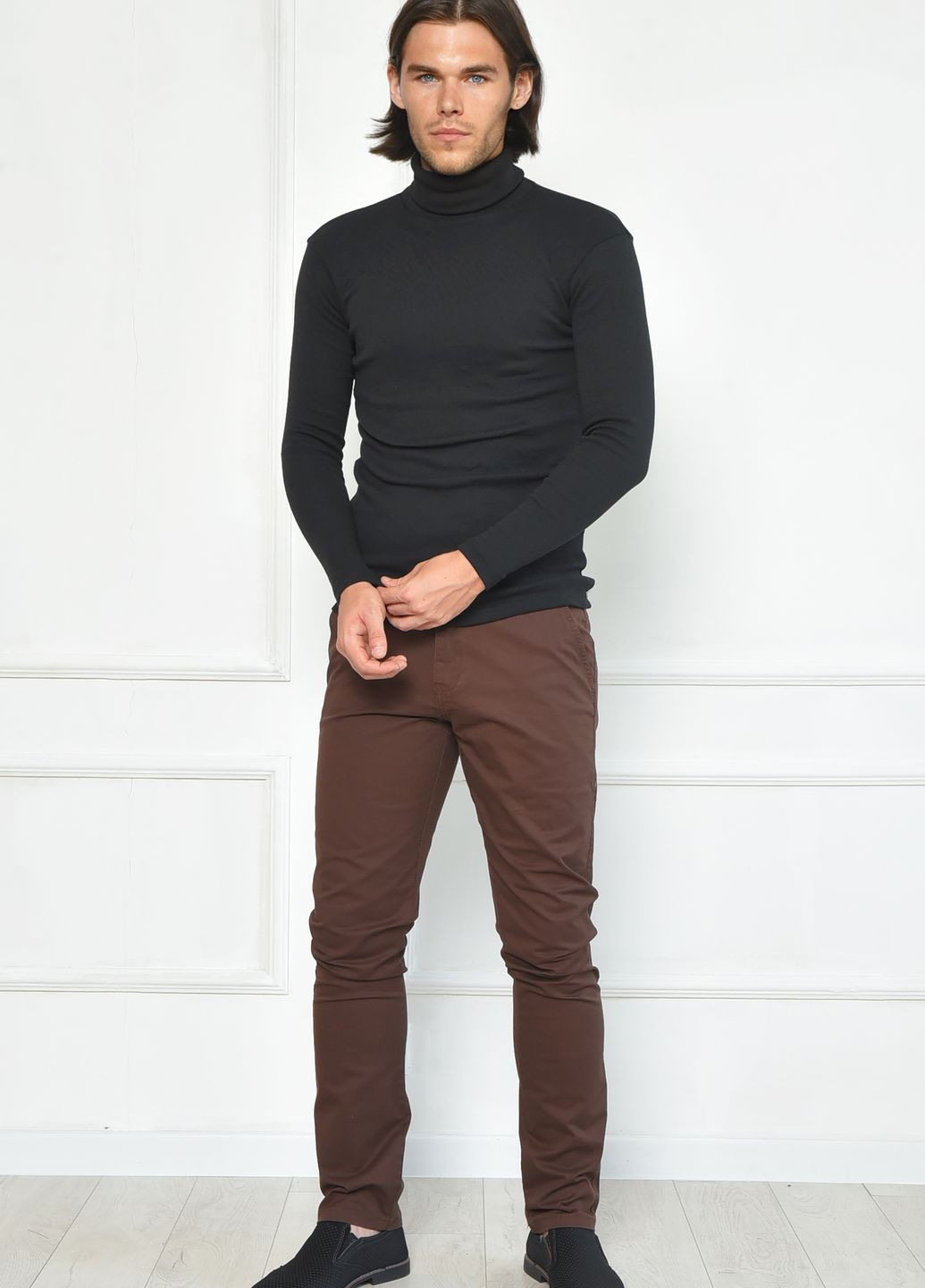 Штани чоловічі темно-коричневого кольору Let's Shop (262442829)