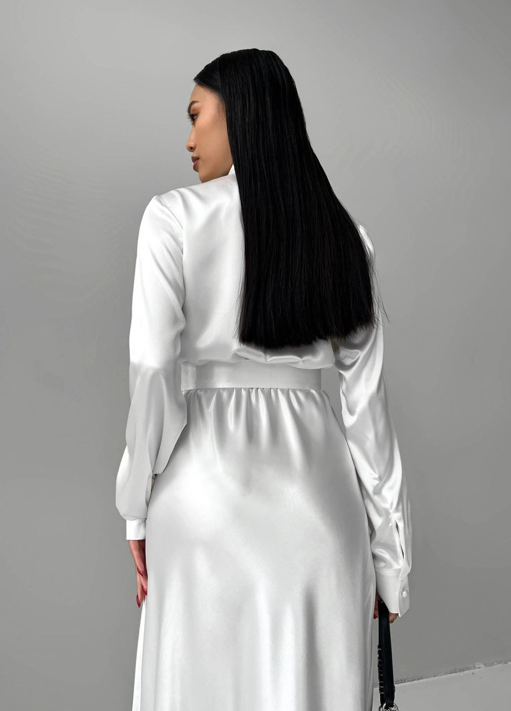 Белое праздничный, вечернее платье из атласа белого цвета Jadone Fashion однотонное