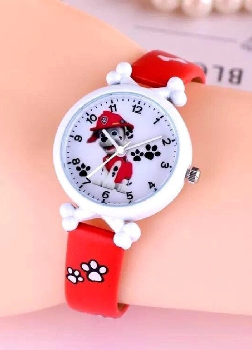 Дитячий наручний годинник для дітей дівчаток хлопчиків з персонажем Маршал щенячий патруль (476073-Prob) Червоний Unbranded (276249314)