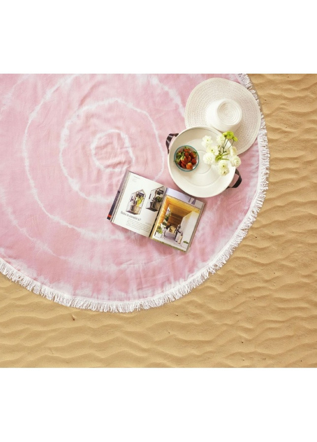 Barine рушник pestemal - swirl roundie 150*150 flamingo смужка рожевий виробництво - Туреччина
