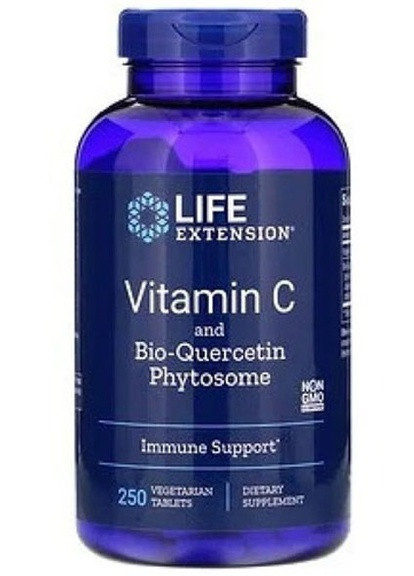Vitamin C and Bio-Quercetin Phytosome 1000 mg/15 mg 250 Veg Tabs Life Extension (258498903)