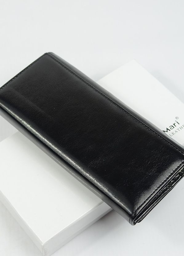 Черный женский кожаный блестящий классический кошелек на магнитах No Brand (276002840)