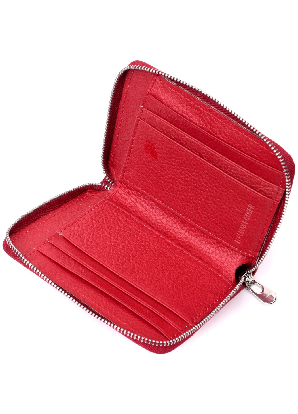 Кожаный женский кошелек на молнии с металлическим логотипом производителя 19484 Красный st leather (277980494)