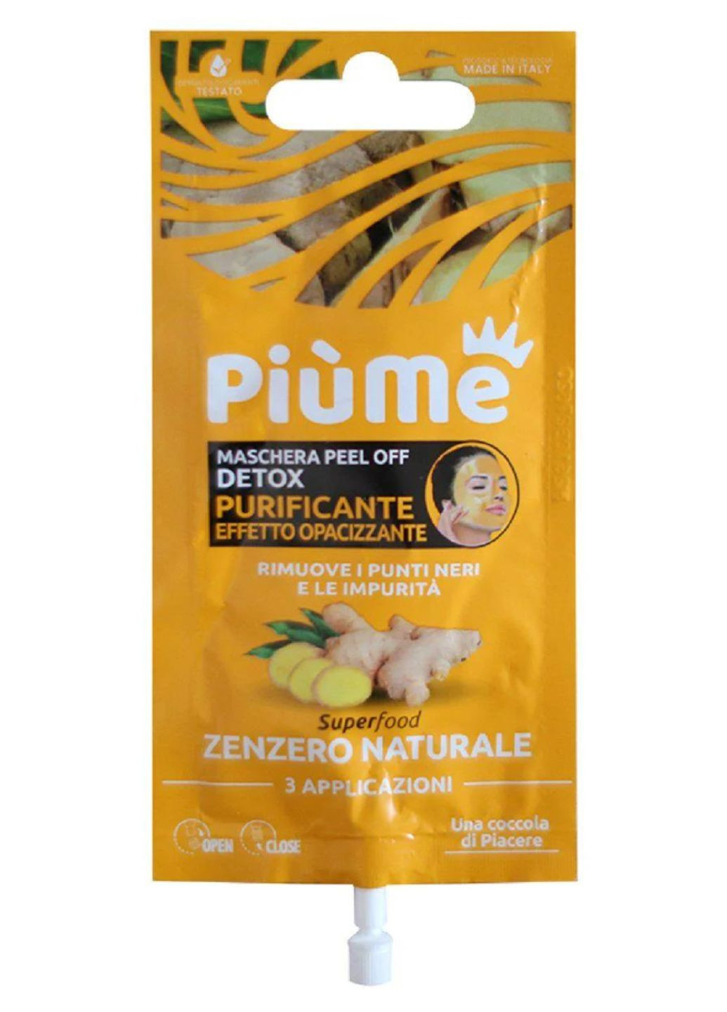 Очищающая маска для лица Purificante Имбирь 15мл Piume (273773053)