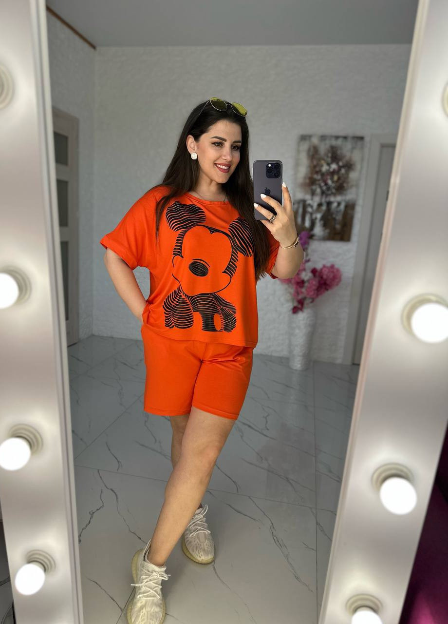 Женский костюм шорты и футболка цвет оранж 436385 New Trend (259579354)