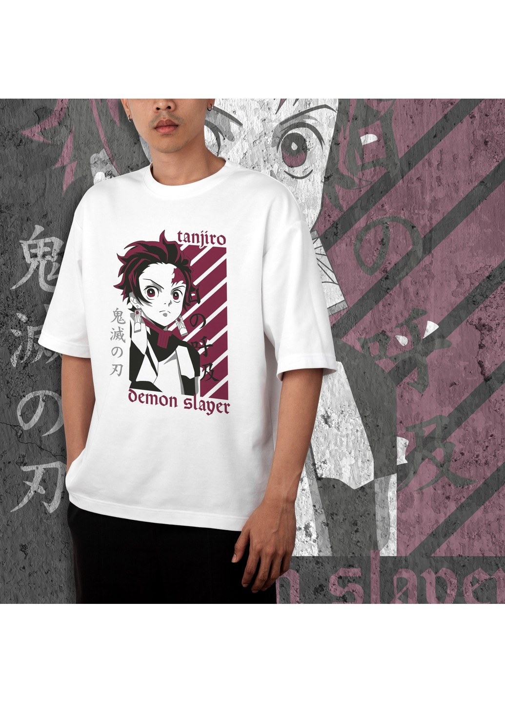 Біла футболка з принтом клинок розсікаючий демонів - танджиро камадо 3 we No Brand