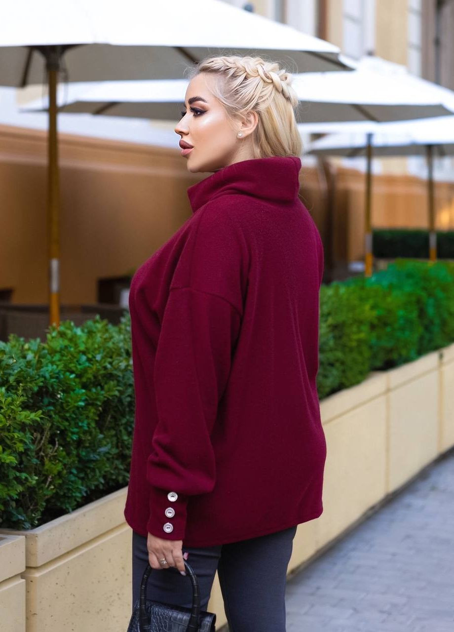 Бордовий жіночий светр із ангори бордового кольору р.46/48 384026 New Trend