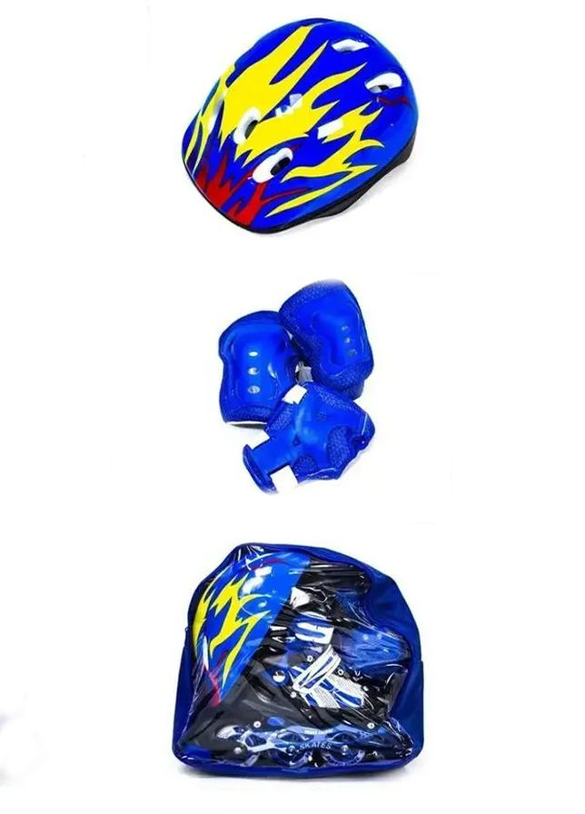 Комплект 3 в 1 - ролики, шлем та захист - колір синій ЦБ-00238458 Power Champs (277751513)