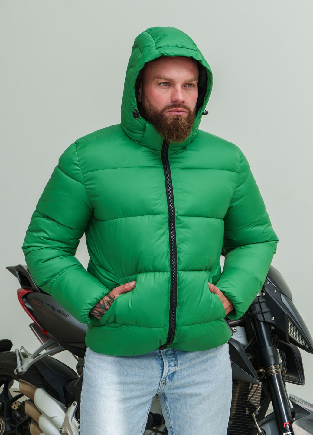 Зелена зимня куртка зимова пуховик чоловіча No Brand куртка пуховик