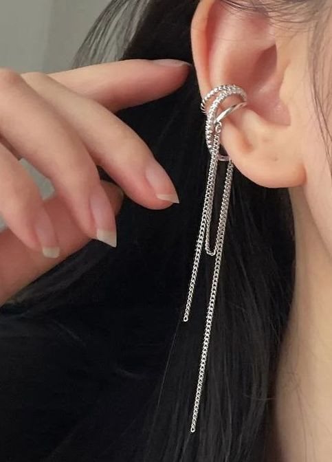 Кафа сережка на вухо без проколу (1 шт) MK1264 срібний DeKolie (262087509)