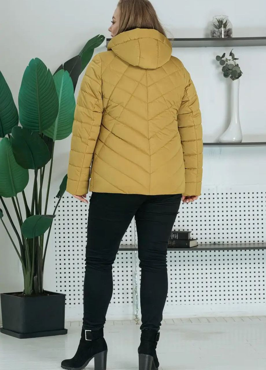 Гірчична демісезонна демісезонна жіноча куртка великого розміру SK
