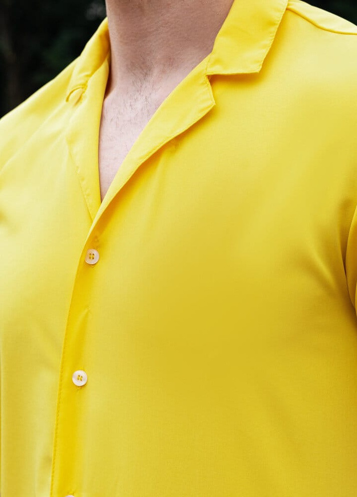 Желтая повседневный рубашка однотонная Pobedov