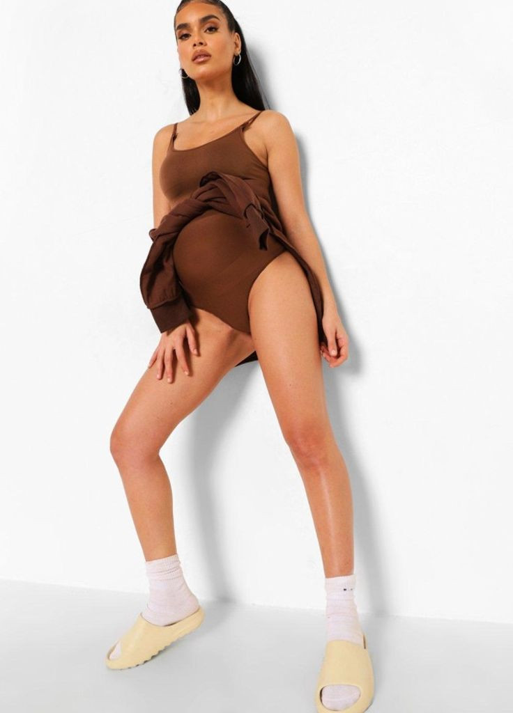 Женские коричневые трусики для беременных с поддержкой живота Boohoo (260043928)