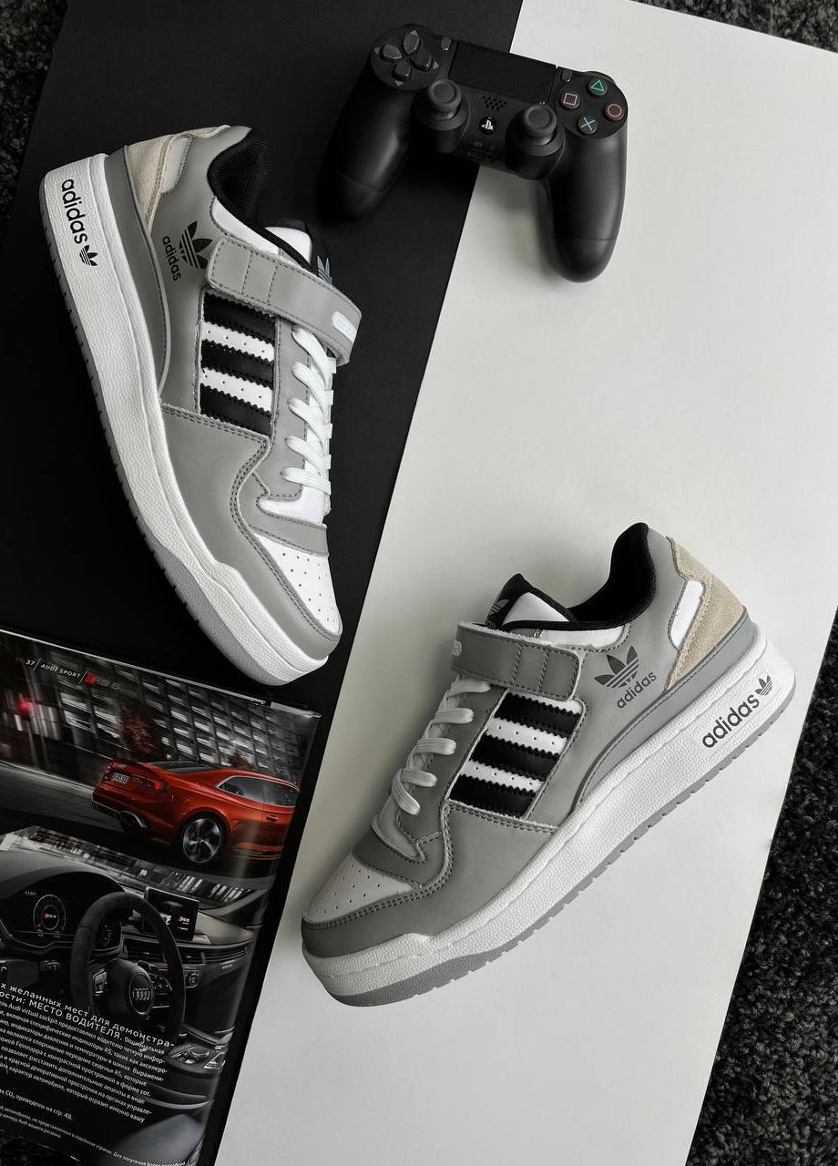 Серые демисезонные кроссовки мужские, вьетнам adidas Forum 84 Low Grey White Black