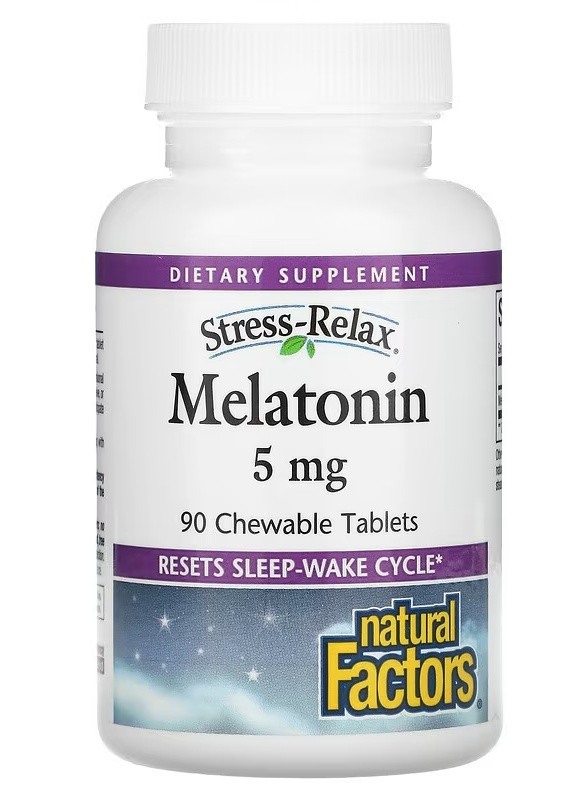 Stress-Relax Melatonin 5 mg 90 Chewable Tabs Natural Factors (257252530)