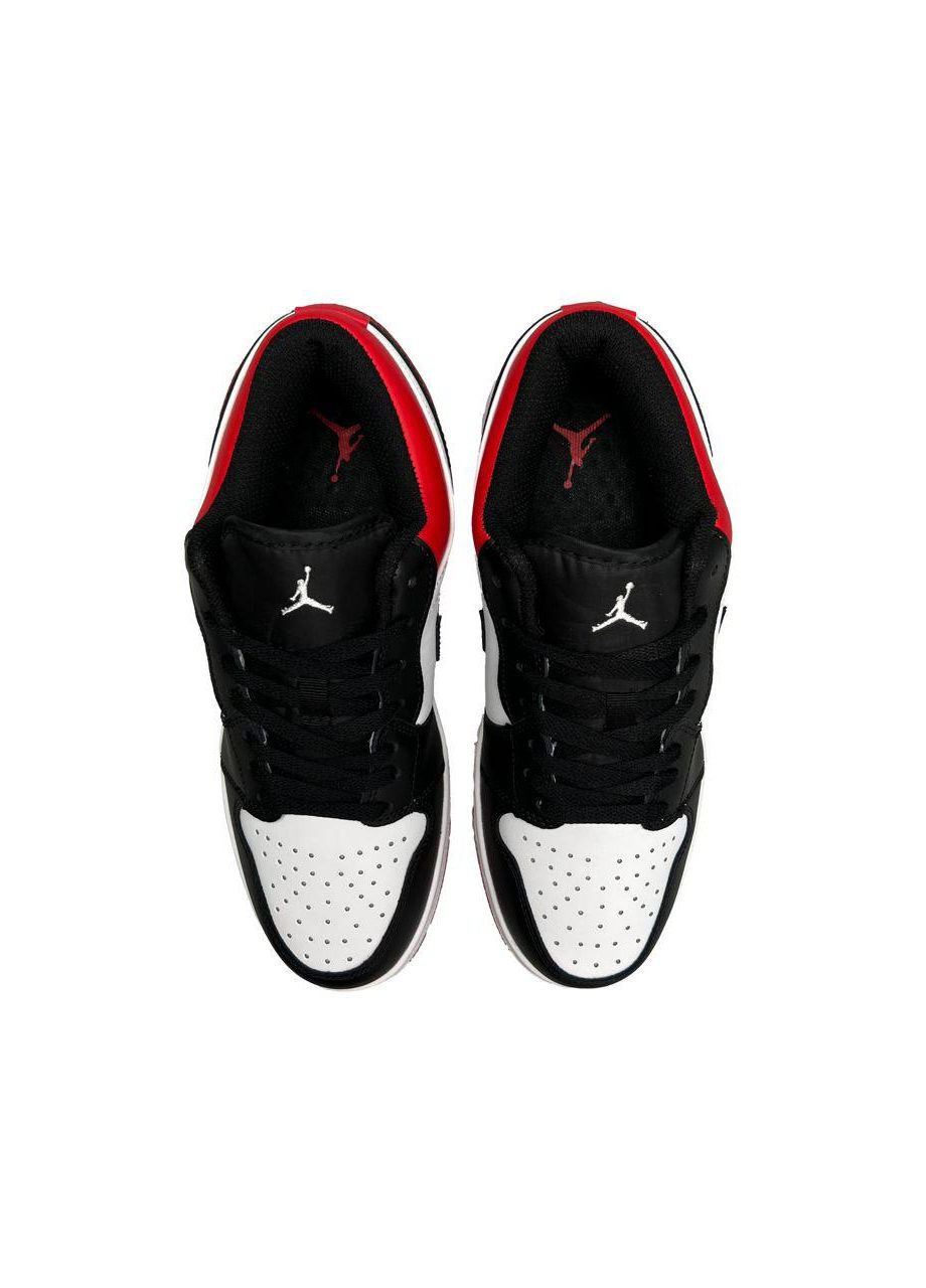 Черно-белые демисезонные кроссовки мужские, вьетнам Nike Air Jordan 1 Low Black White Red