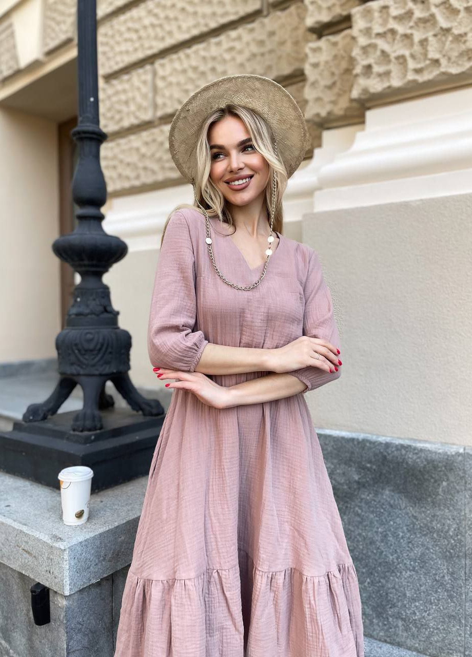 Темно-бежева повсякденний плаття муслінове LeVi