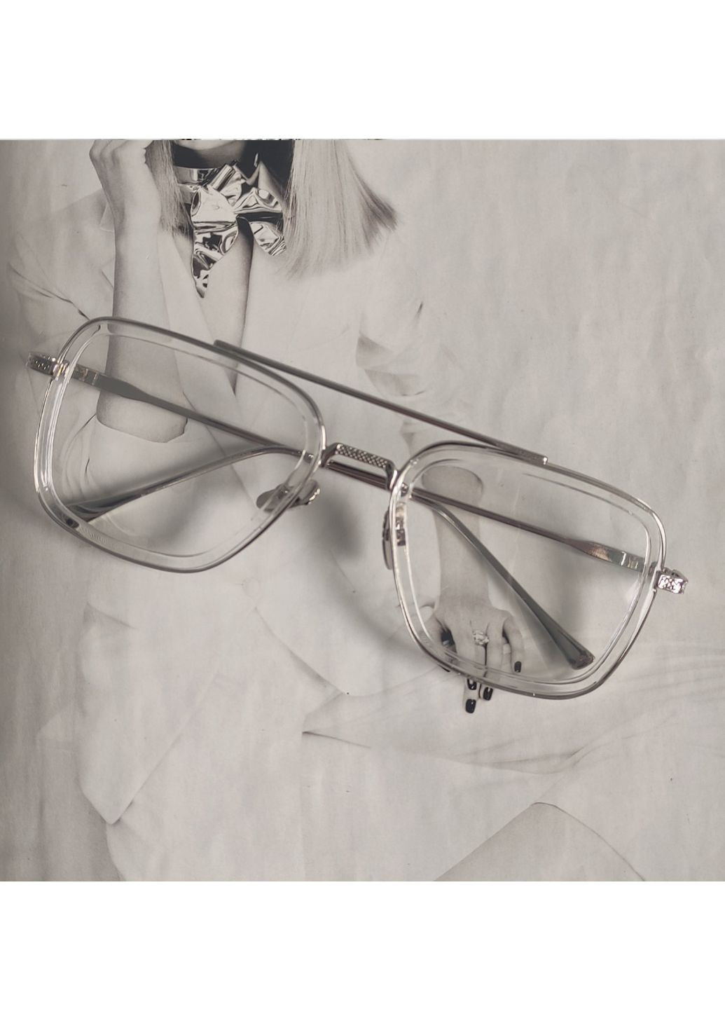 Окуляри Тоні Старка Іміджеві прозорі зі сріблом No Brand (258555409)