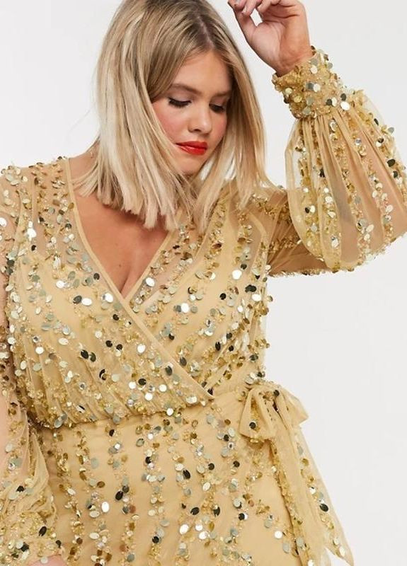 Золотой золотое мини платье с поясом design Asos