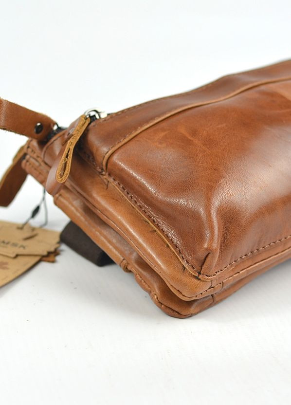 Коричнева нагрудна шкіряна сумка бананка через плече, поясна маленька сумочка з натуральної шкіри No Brand (268219299)