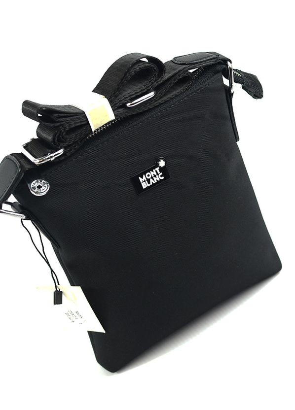 Чорна маленька чоловіча текстильна сумка органайзер через плече, молодіжна міні сумочки на блискавці Montblanc (266493545)