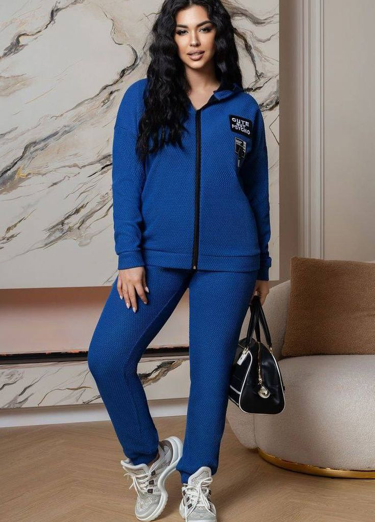 Спортивний костюм жіночий синього кольору Let's Shop (276774326)