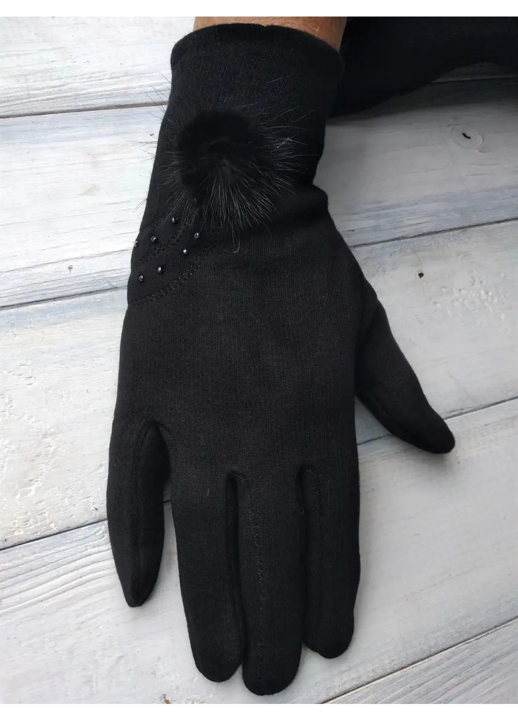 Жіночі розтяжні рукавички Чорні 8714S2 М BR-S (261771614)