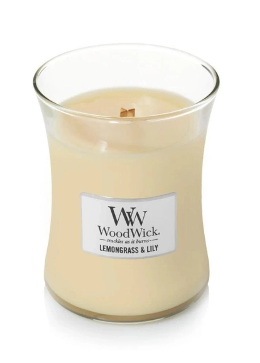 Ароматична свічка з квітковим ароматом Medium Lemongrass & Lily WoodWick (268133722)