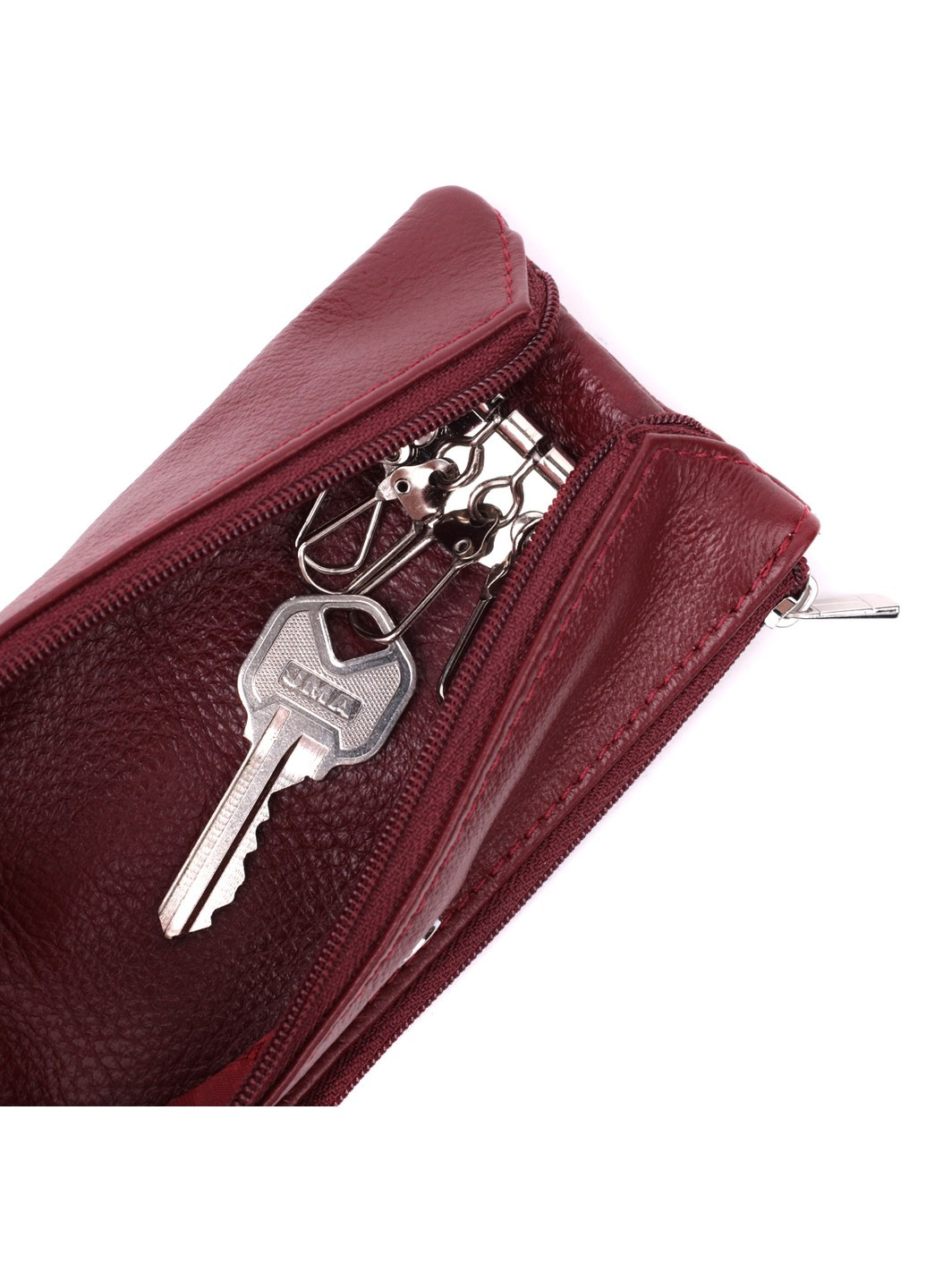 Вместительная ключница из натуральной кожи 22508 Бордовый st leather (277980509)