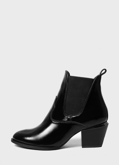 Осенние демисезонные лаковые ботинки черного цвета на каблуке Villomi лаковые