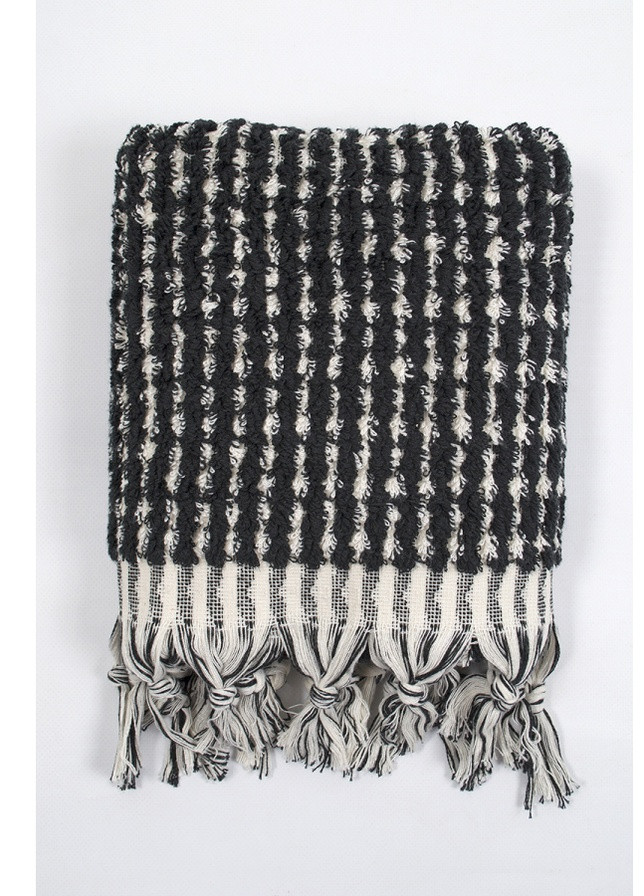 Barine полотенце - curly bath towel ecru-black кремово-черный 90*170 орнамент черный производство - Турция