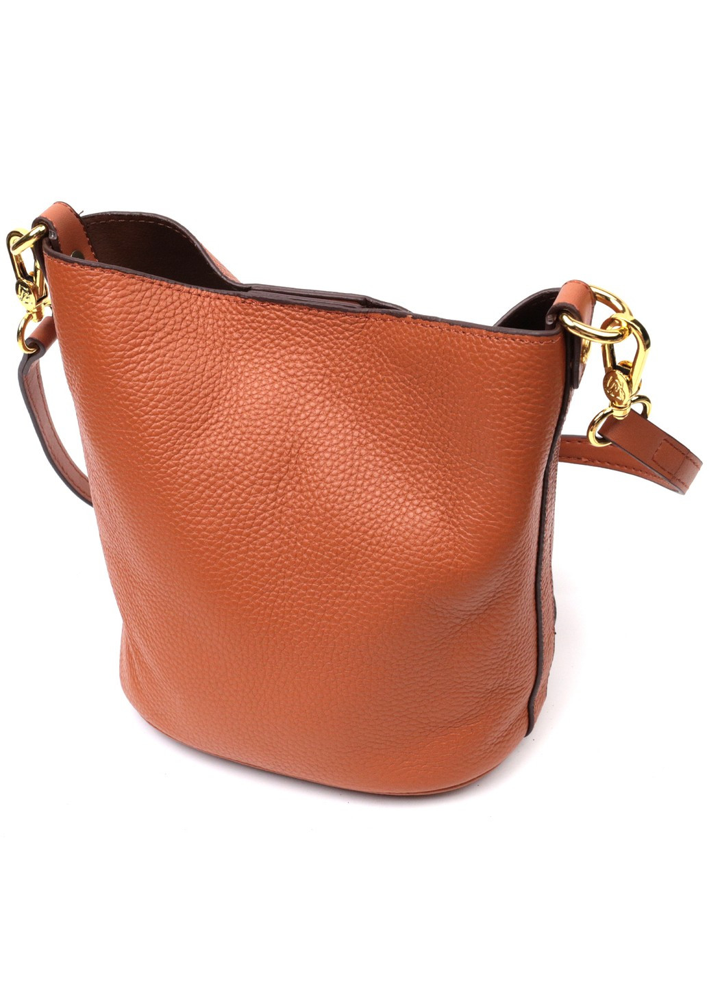 Небольшая женская сумка с автономной косметичкой внутри из натуральной кожи 22366 Коричневая Vintage (276461838)