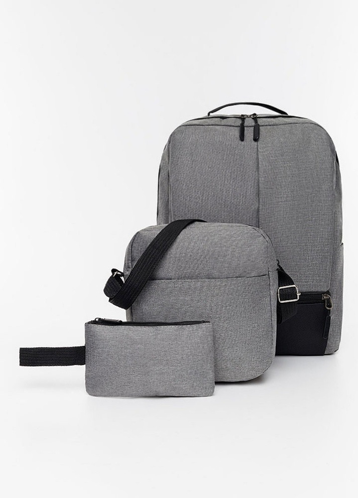 Набор 3в1 спортивный рюкзак, сумка, косметичка для мужчин цвет серый ЦБ-00219389 No Brand (259785908)