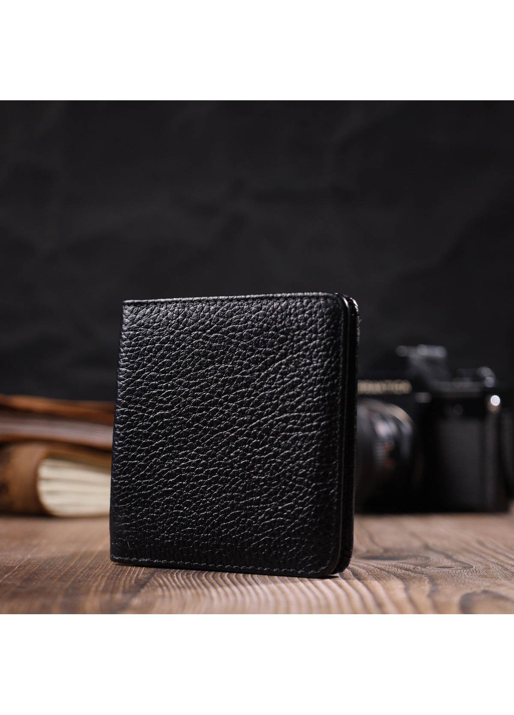 Чоловічий компактний гаманець з натуральної шкіри 22040 Чорний Tony Bellucci (262158030)