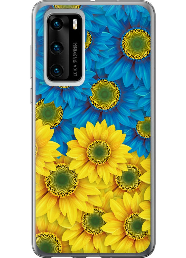 Силиконовый чехол 'Жёлто-голубые цветы' для Endorphone huawei p40 (257829229)