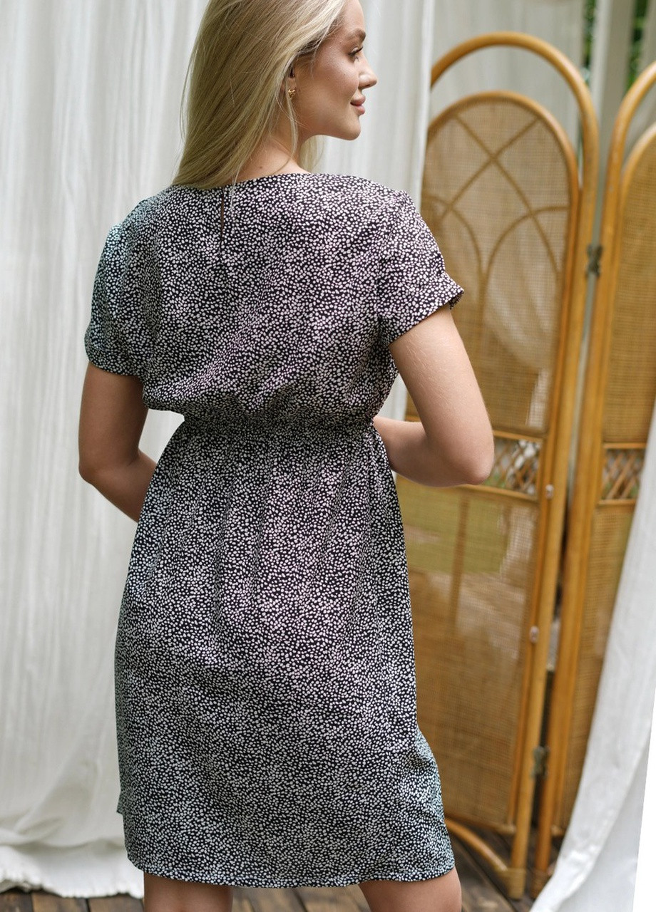 Сіра повітряна сукня для вагітних та годуючих із секретом для годування із приємної тканини сірий принт To Be