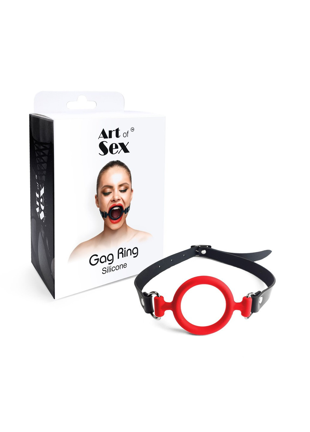 Кляп силіконове кільце натуральна шкіра, Gag ring внутрішній діаметр кільця 40 мм, Червоний Art of Sex (277237337)