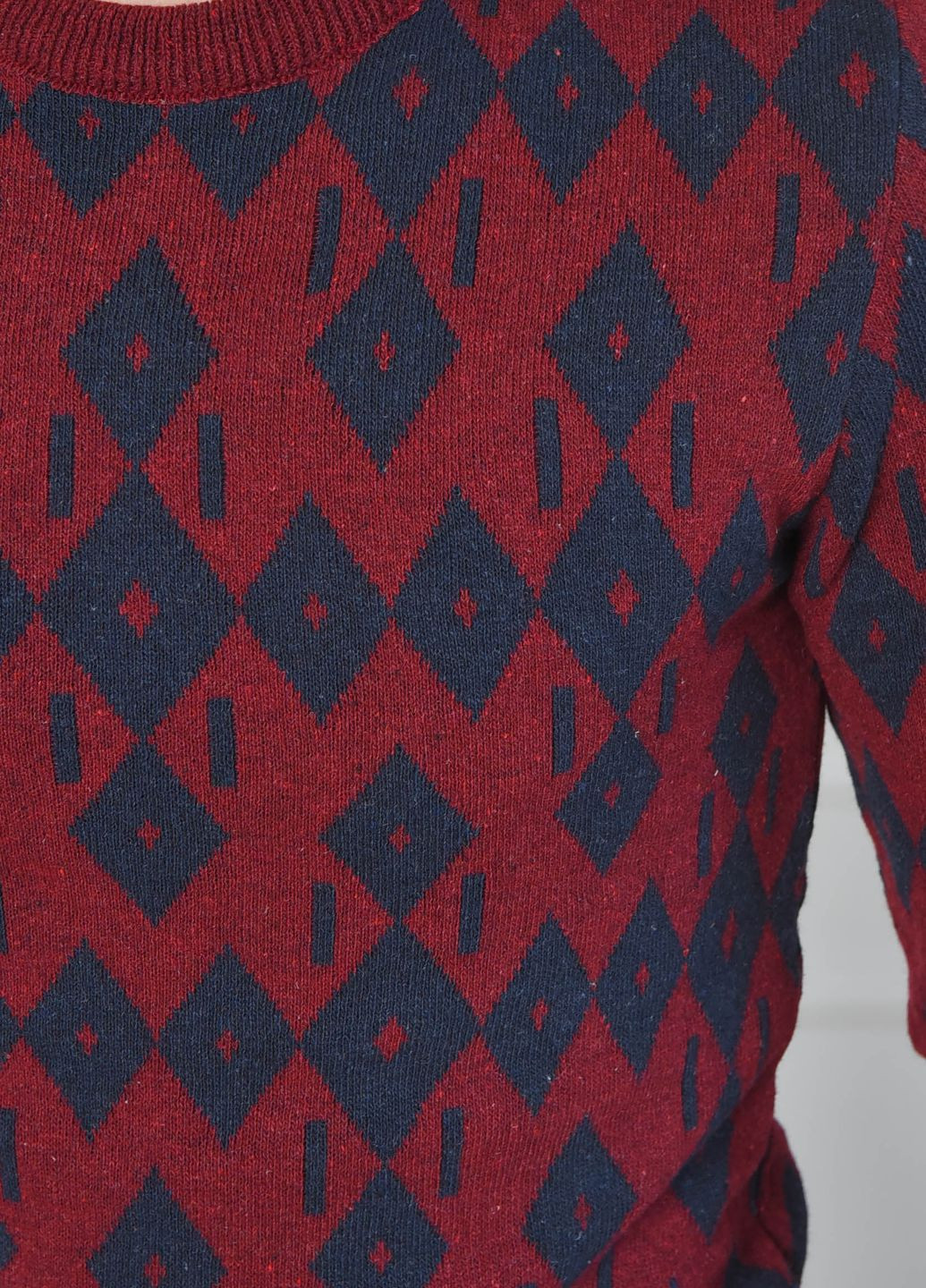 Бордовый зимний свитер мужской бордового цвета пуловер Let's Shop