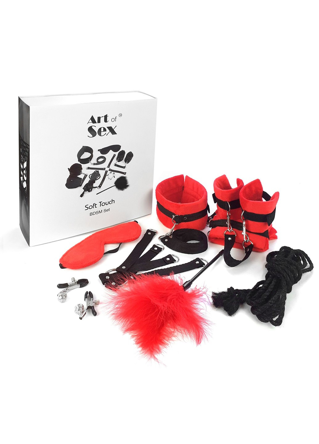 Набір БДСМ - Soft Touch BDSM Set, 9 предметів, Червоний Art of Sex (258302887)