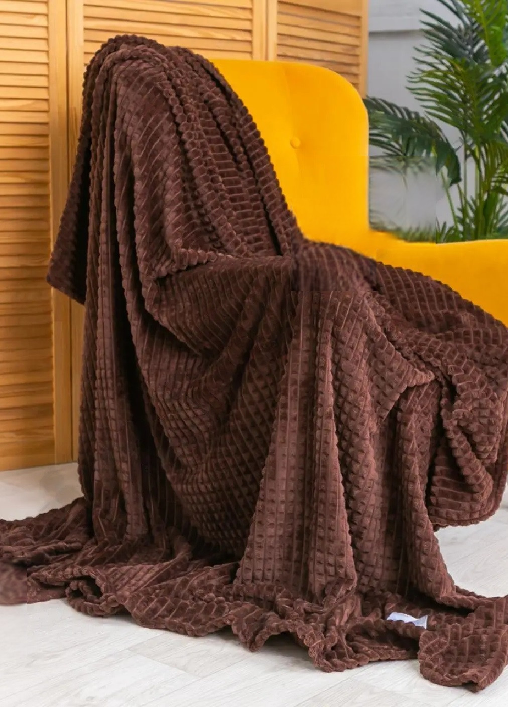 Плед покрывало одеяло микрофибра квадратики двуспальный евро 200х230 см (474005-Prob) Шоколадный Unbranded (257086910)