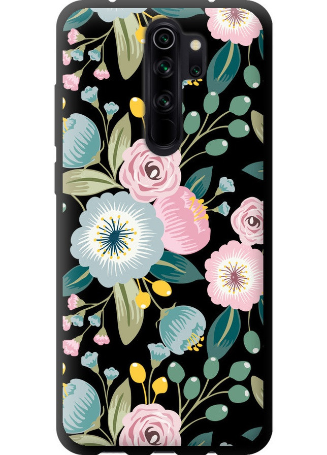 TPU чорний чохол 'Квіткові шпалери v2' для Endorphone Xiaomi Redmi Note 8 Pro (258087564)
