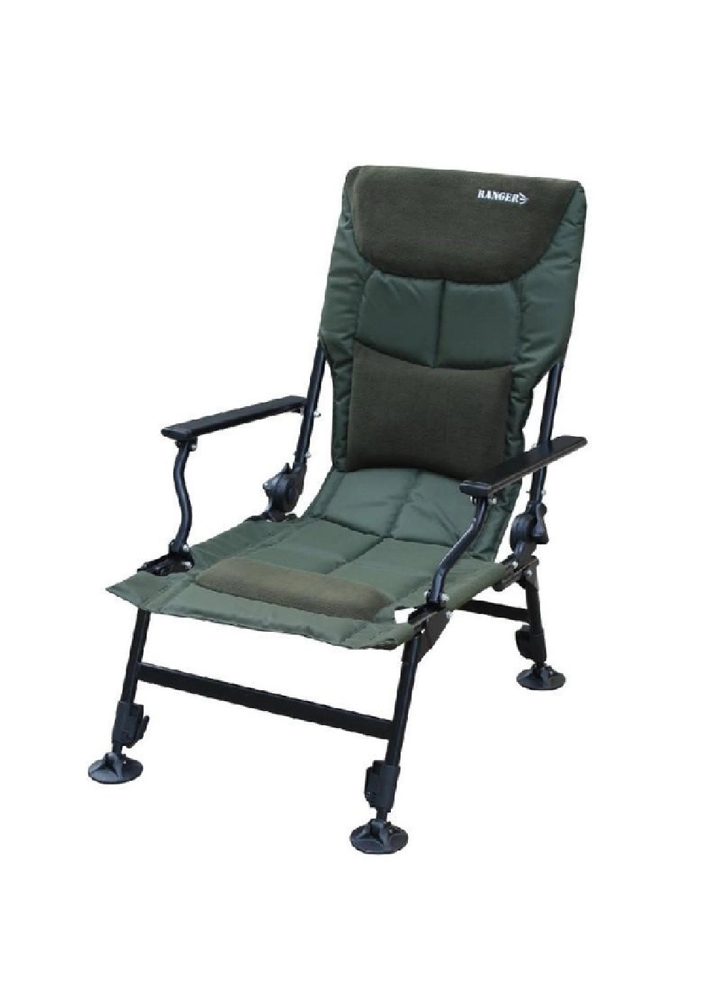 Розкладне коропове крісло із підлокітниками для відпочинку пікніка кемпінгу риболовлі 87-96х48х45 см (475294-Prob) Темно-зелене Unbranded (265391195)