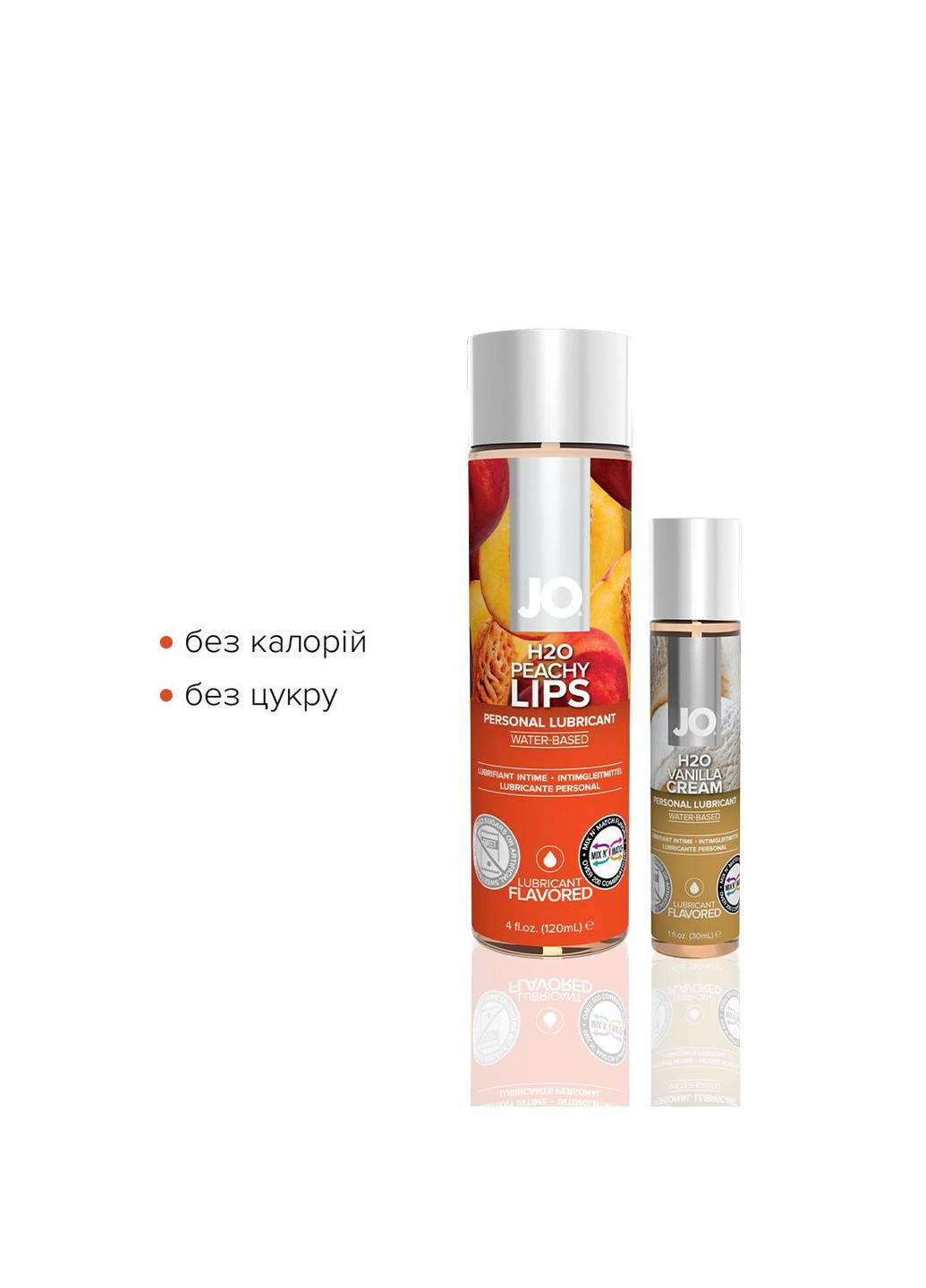 Комплект вкусовых лубрикантов GWP — Peaches & Cream — Peachy Lips 120 мл & H2O Vanilla 30 System JO (259790590)
