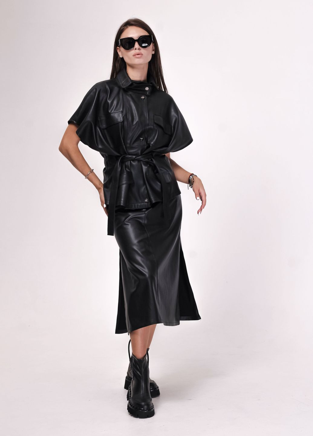 Черная кэжуал юбка кожаная red exp. черная RED EXP.